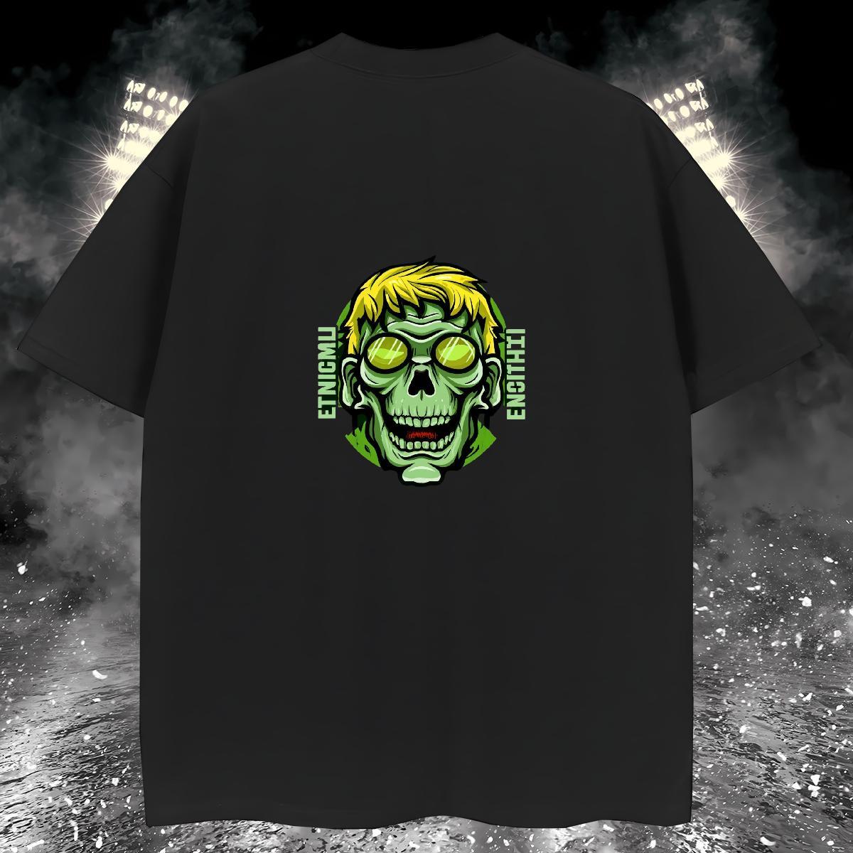Loose Mens T Shirts 230g Pure Cotton skull Hip Hop Street DIY Anime Breathable Short Sleeve Mens Tshirts 2024 Tops Tees