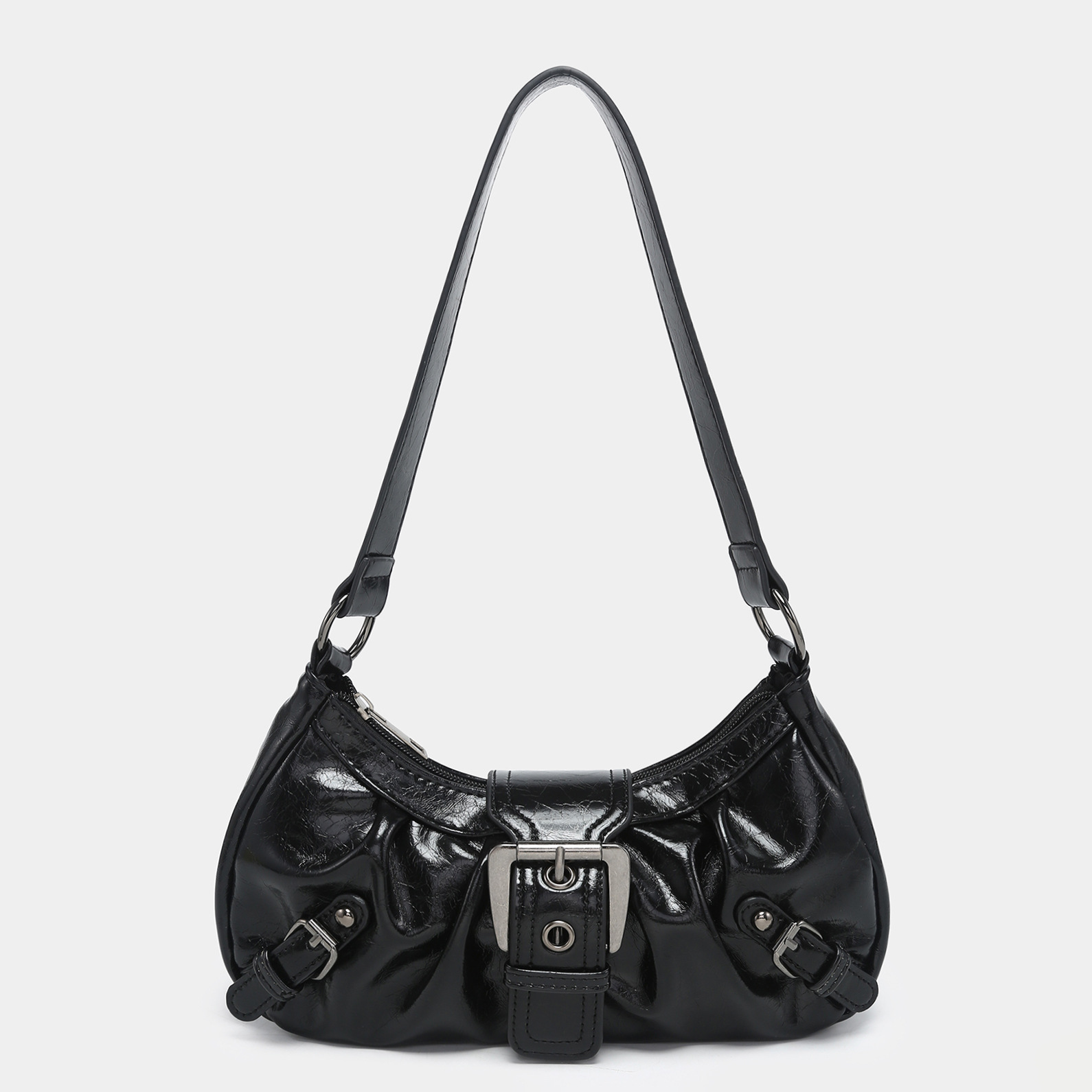 Women Bag Armpit Bag Pleated Design French Style Shoulder Bag Fashion Trendy Solid Color Handbag Free shipping