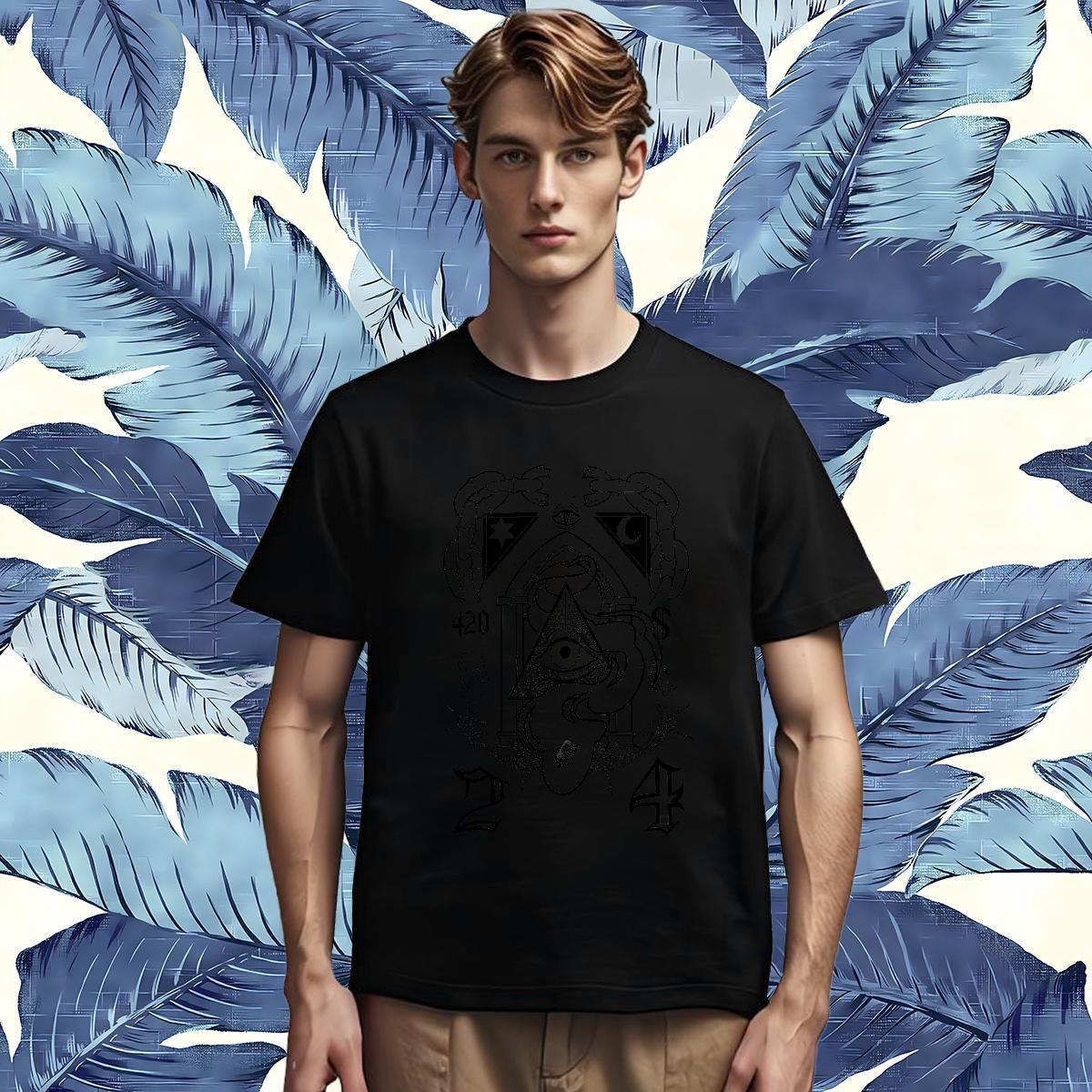 Popular T shirt 230g Pure Cotton eye of the devil Daily Outfit DIY Breathable Short Sleeve Men Tshirts 2024 Designer Tops Shirt