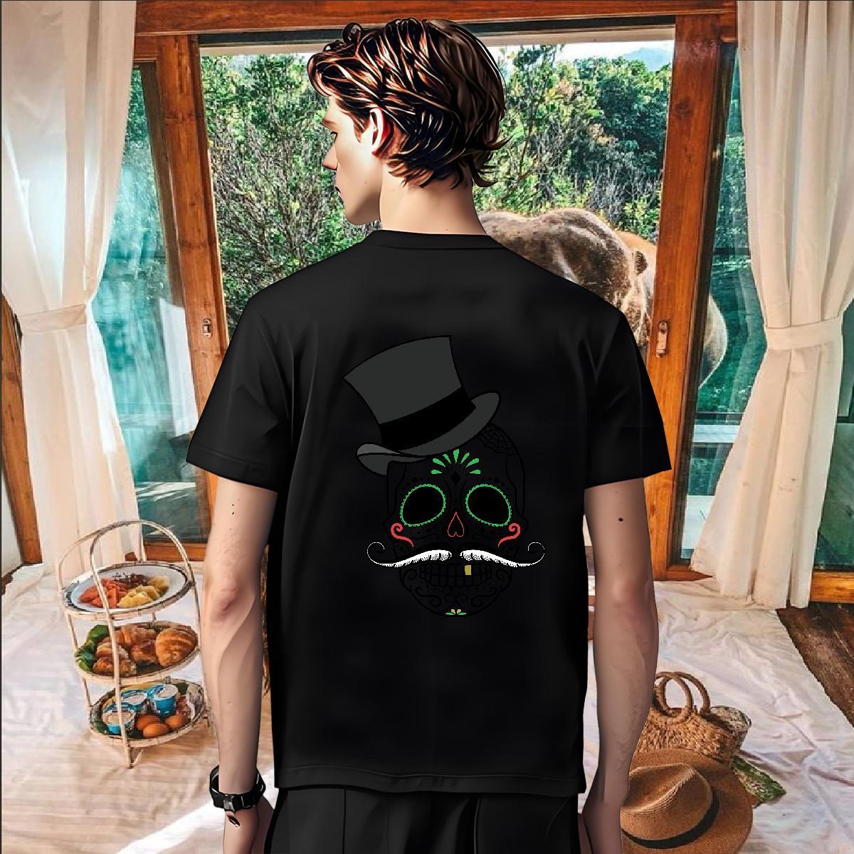 Unisex Mens T Shirts 230g Cotton skull Hip Hop Street Skull Short Sleeve Soft Tshirts 2024 New Polos