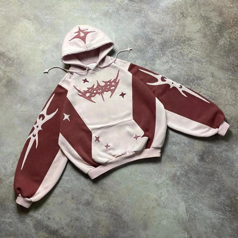 Women's Hoodies High Street Distress Harajuku Fashion Star Patch Old Sweatshirt Winter Streetwear Men Women Patchwork Gothic Trendy