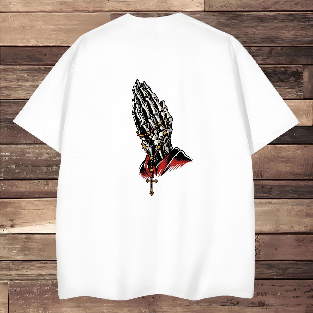 Wholesale Men T Shirts 100% Cotton 230g skull Hip Hop Floral Print Breathable Short Sleeve Men Tops Tees Customized Tshirts
