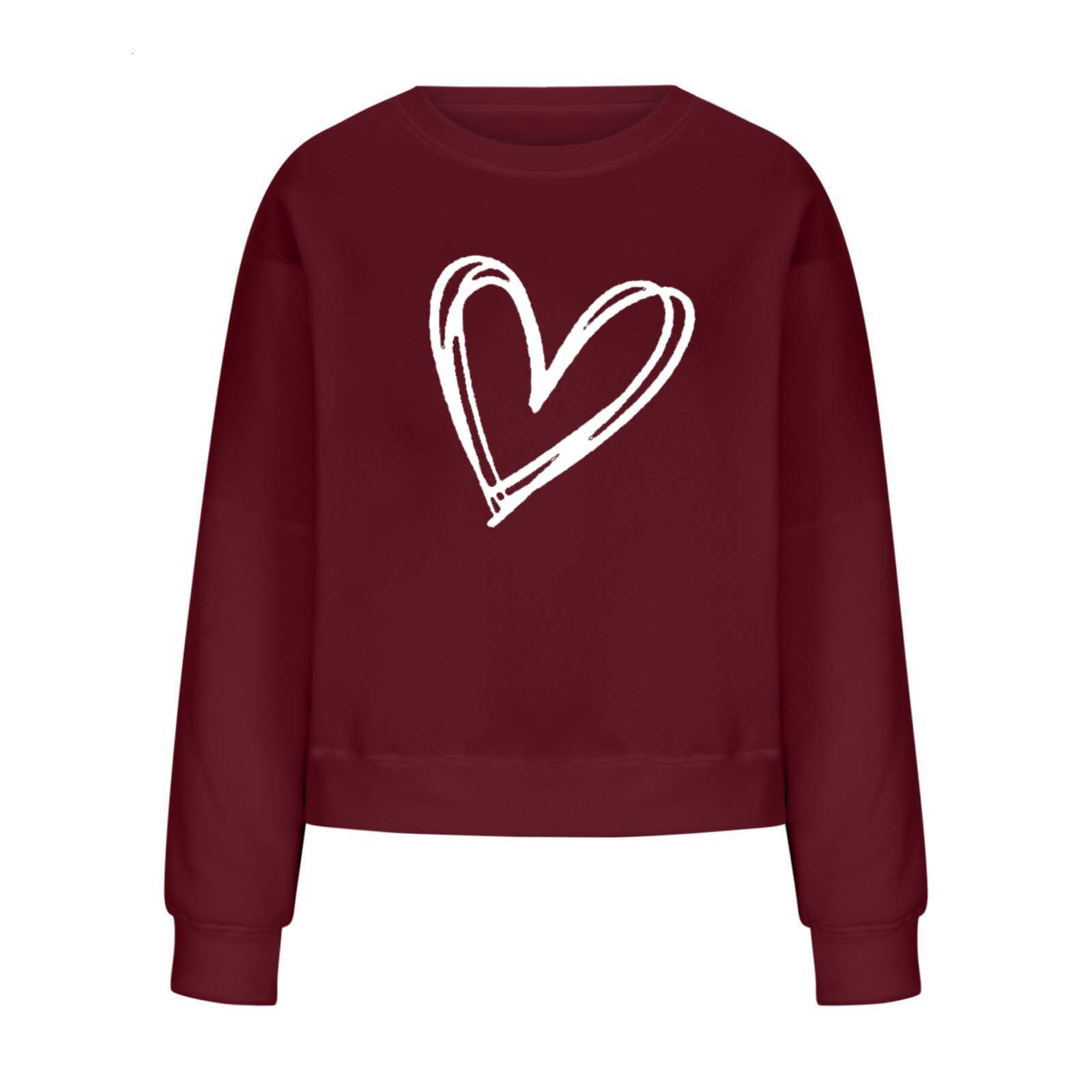new heart-shaped printed hoodie loose plus size for women dongdumaoyi