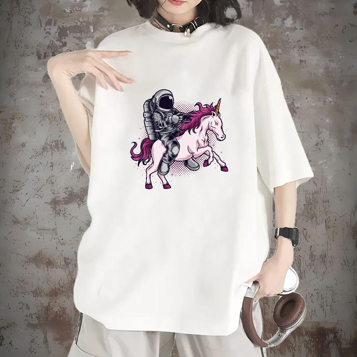 High quality Couples T Shirts 230g 100% Cotton universe Street Wear Womens T Shirts Breathable Crew Neck Custom Cartoon Tees