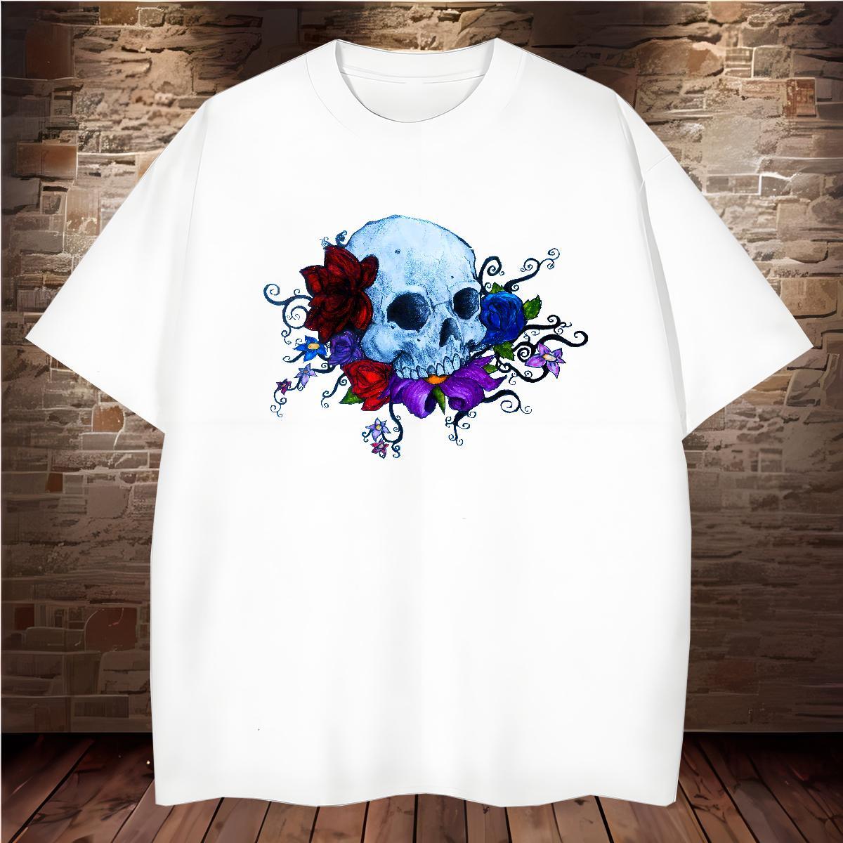 Loose T Shirt For Man 230g 100% Cotton flower Casual Daily Wear DIY Logo Oversized Breathable Short Sleeve Couples T Shirts Classic Clothes