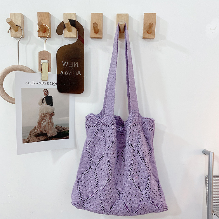 Women Bag New Design Casual Style Hollow Knitted Handbag Simple Style Versatile Cloth Bag Free shipping