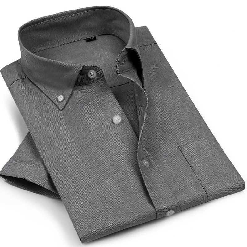 Mens white Oxford dress summer new short sleeved button down shirt mens business casual chemistry Homme Camisa 4XL M240826