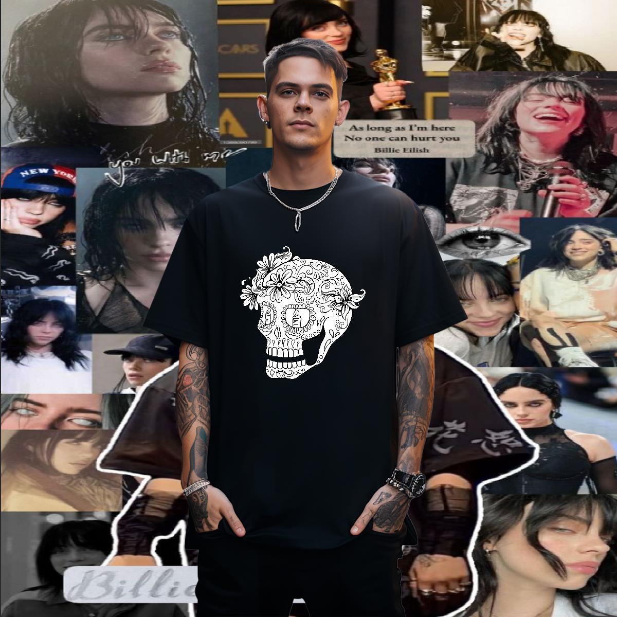 Classic Mens T Shirts 230g Cotton skull Sport Custom Print Oversized Breathable Crew Neck Mens Tshirts Free Shipping Tops Shirt
