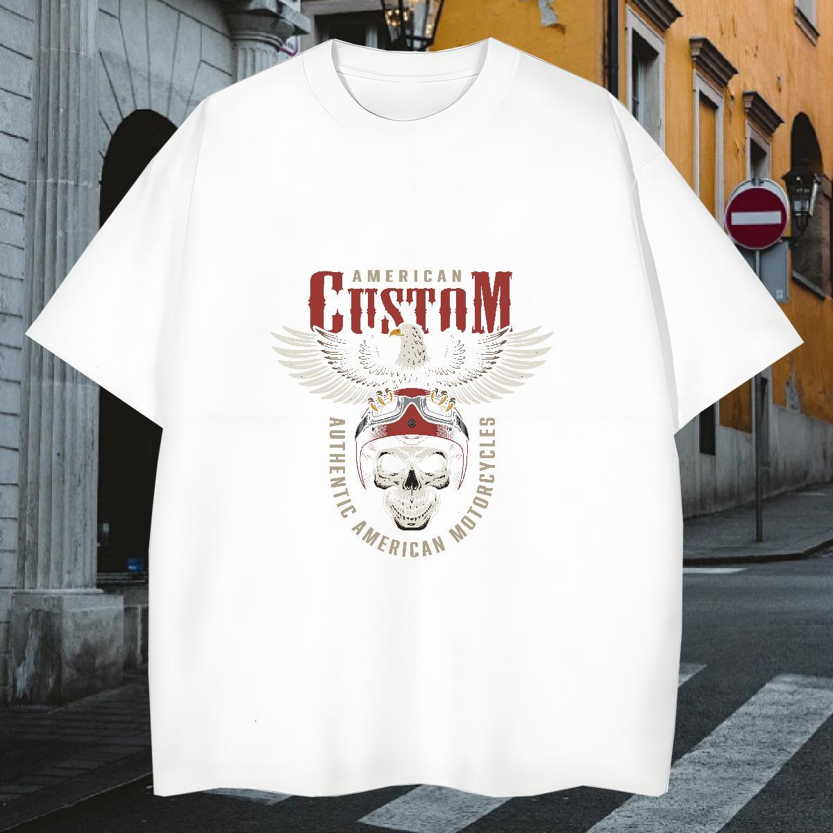 Cool Design T Shirts Men 100% Cotton 230g skull Hip Hop Street Anime Print Short Sleeve Soft Men Tees 2024 Clothings
