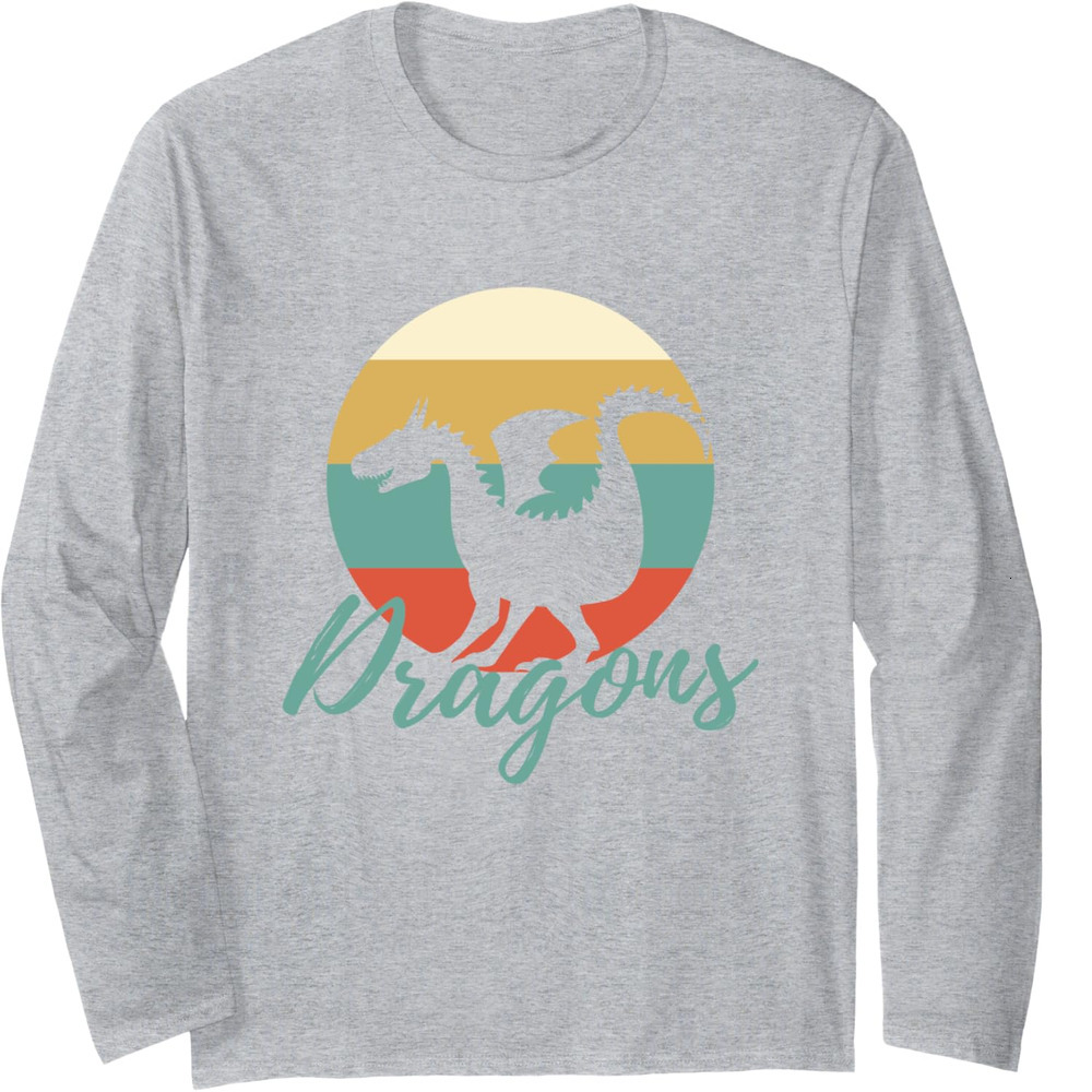 Long Sleeve Shirts for Men sweatshirt Retro Vintage Fierce Dragons Mythical Funny Gift Long Sleeve Tee Streetwear Casual tops clothes