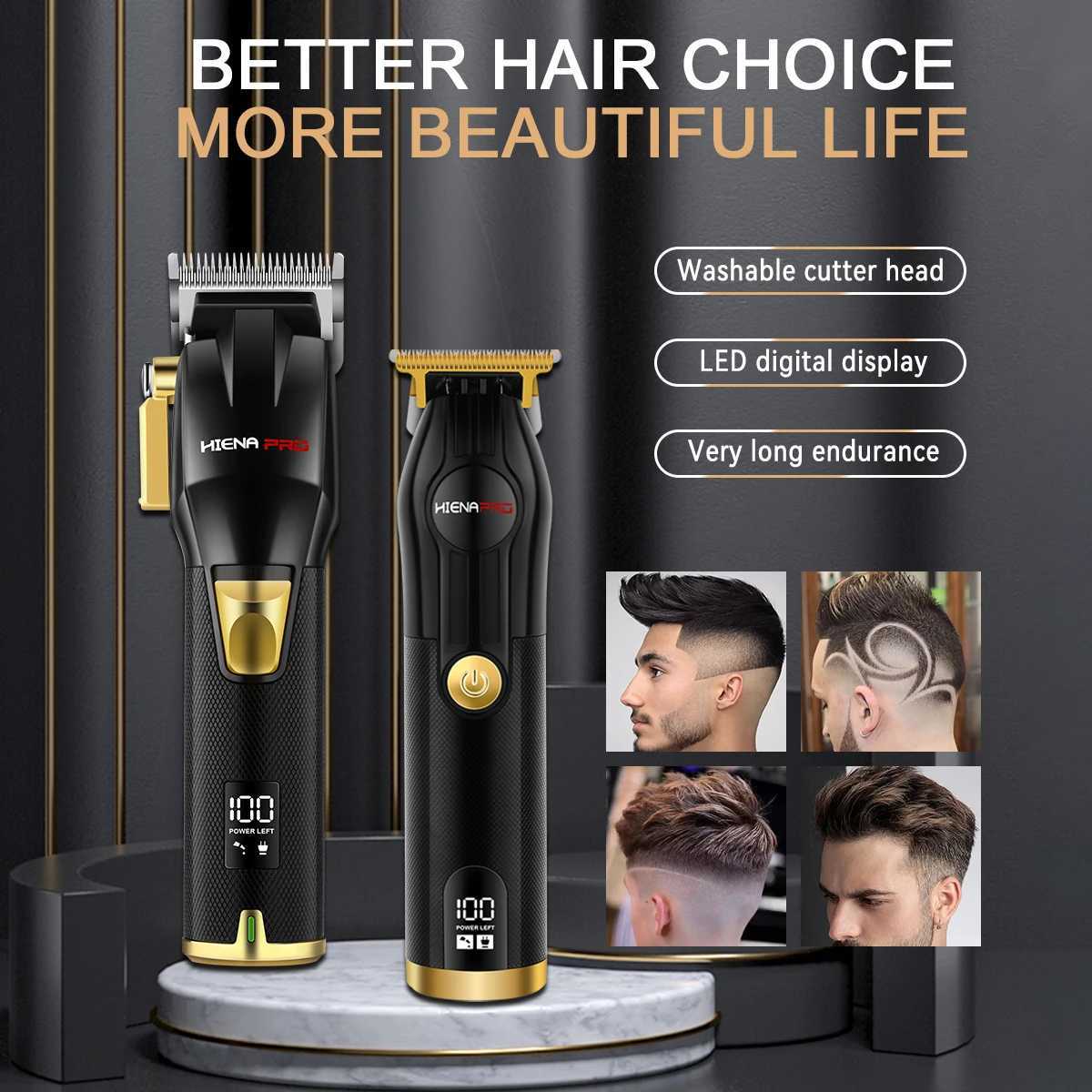 HIENA Professional Hair cutting machine Hair Clipper Set Metal Electric Cordless Hair Trimmer for Barber Display hair clipper W241227
