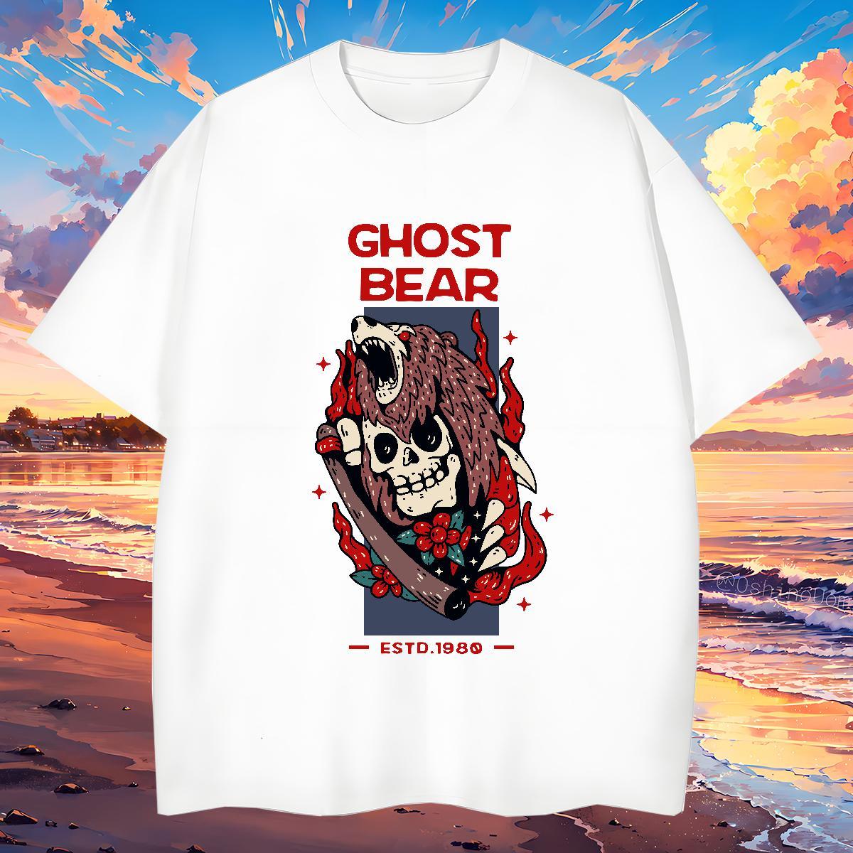 Loose Fit Mens T Shirts 100% Cotton 230g skull Street wear Hip Hop Graphic Breathable Crew Neck Men Tshirts Wholesale Wear