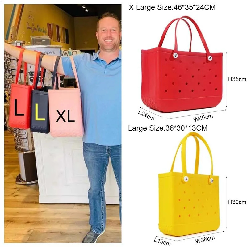Oversized Tote Bag - Waterproof EVA Soft hot Rubber Diaper Storage Baskets for Mommy, Pool, Beach