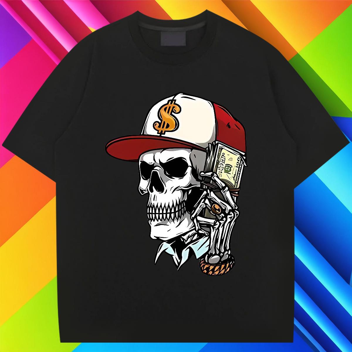 High Quality T-Shirts for Men 100% Cotton 230g dollar Daily Wear Anime Print Breathable Short Sleeve Men Tshirts Brand Tee Shirt
