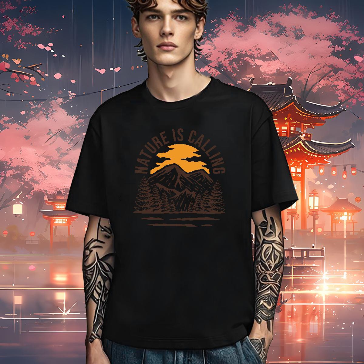 TOP Quality T-Shirts 230g 100% Cotton mountains Street Customized Breathable Short Sleeve Tshirts Fashion Design Wear