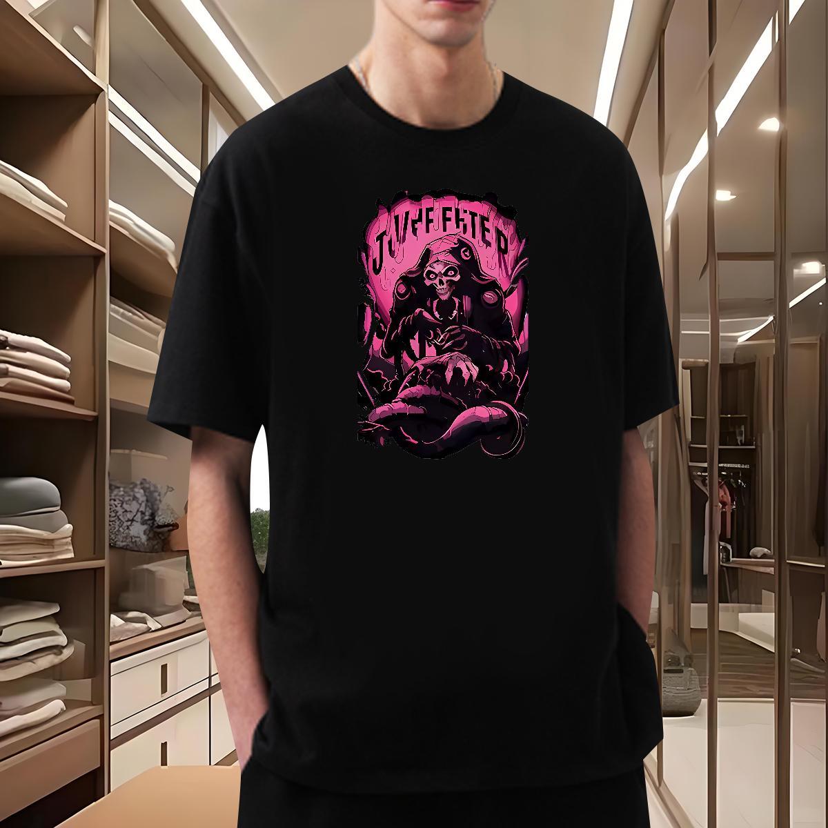 High Quality T Shirt For Man 230g 100% Cotton skull Summer Casual Floral Print Short Sleeve Soft Men Tops Tees Fashion New Tees Shirts