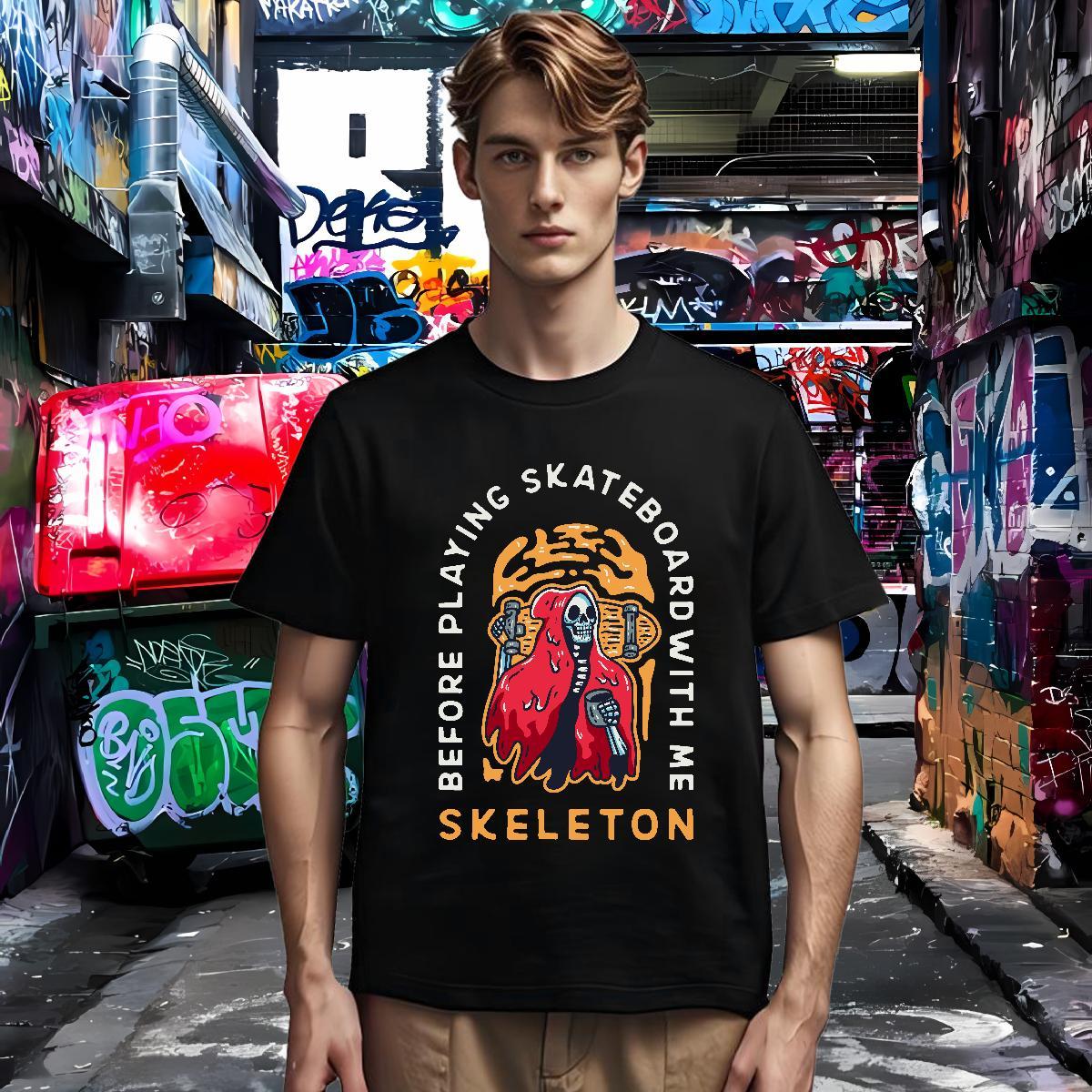 Loose Fit T-Shirts 100% Cotton 230g skull Casual Daily Wear Custom Printing Crew Neck Breathable Men Clothes T-Shirt New Tee Shirt