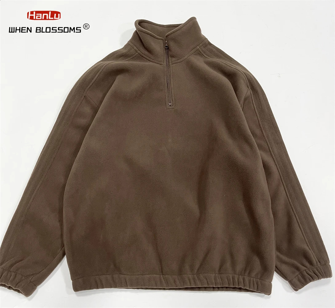 autumn and winter wool thick warm standing collar half zipper mens sweater womens casual jacket w240826