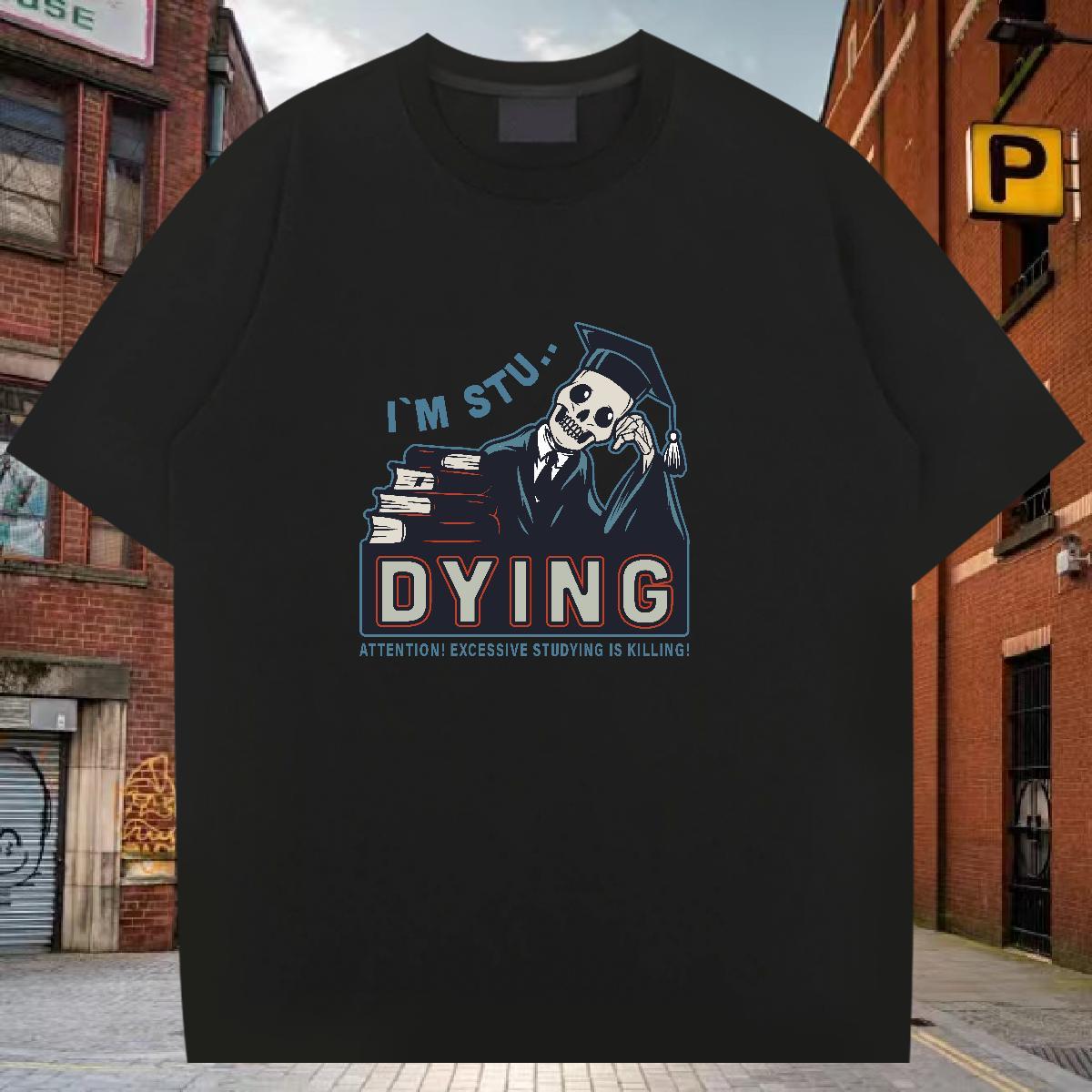 Free Shipping Men T Shirts 100% Cotton 230g skull Beach Black Oversized Breathable Short Sleeve Tshirts Customized Clothings