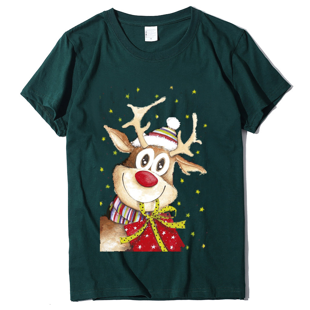 New Christmas Clothing Elk Printed Casual Round Neck T-shirt Women's Autumn dongdumaoyi