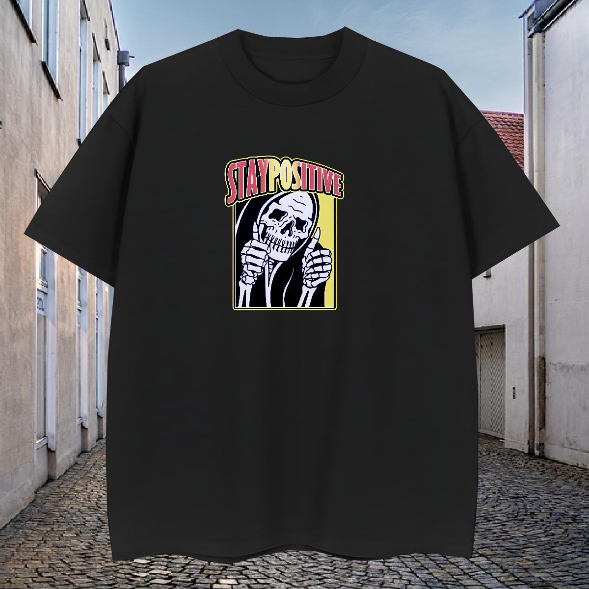 Brand T-Shirts 230g Cotton skull Home Outdoor Plus Size Cartoon Round Neck Short Sleeve Mens Tshirts Free Shipping Wear