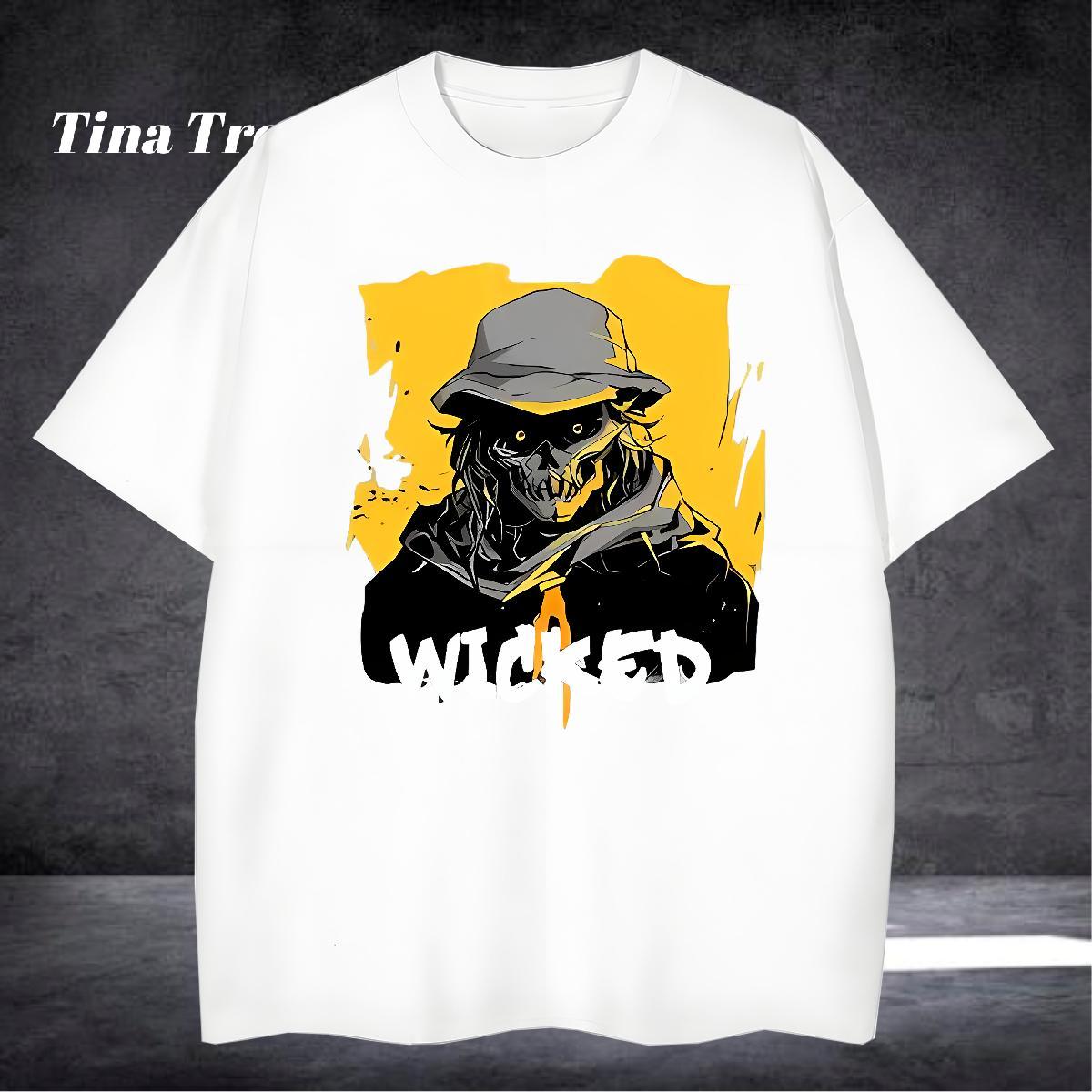 High Quality T Shirt For Man 100% Cotton 230g skull Casual Beach Custom Cartoon Round Neck Short Sleeve Tshirts Fashion Casual Tops