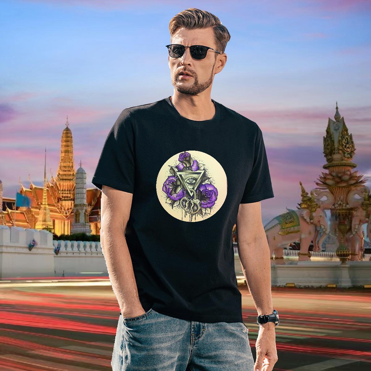Unisex T-Shirts 230g Cotton eye of the devil Outdoor Anime Print Pure Cotton Men Clothes T-Shirt DIY Customized Top Tees