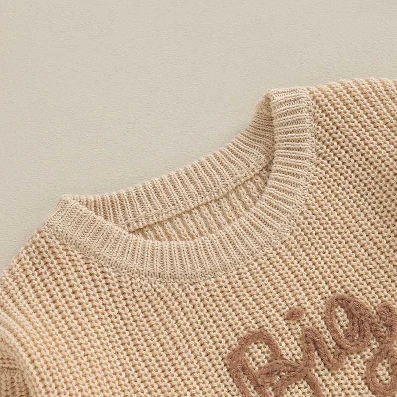 Autumn and Winter Childrens Sweater Newborn Cotton Long Sleeve Letter Embroidered Loose Knitted Top SweaterW240824