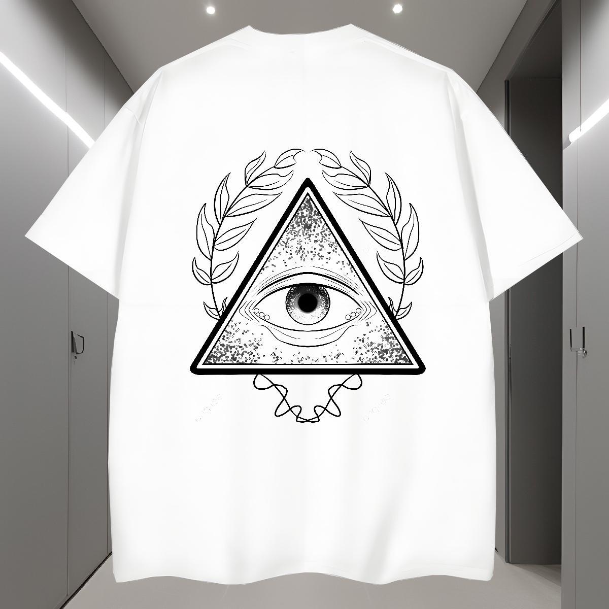 High Quality Man T Shirts 230g Cotton eye of the devil Sport Black Oversized Breathable Short Sleeve Mens Tshirts 2024 New Clothings