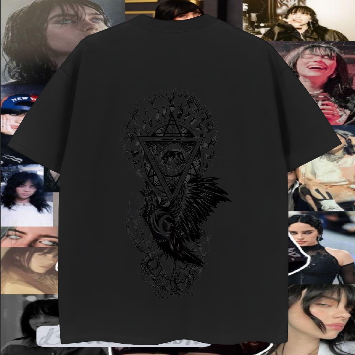 Classic T shirt 230g 100% Cotton eye of the devil Casual DIY Short Sleeve O-Neck Tshirt for Man Woman 2024 Summer Clothings
