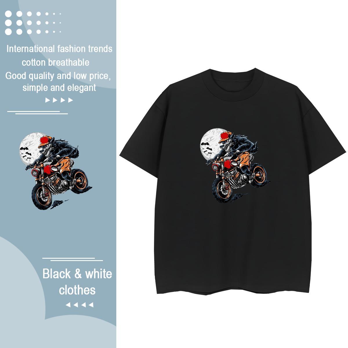 Comfortable Men T Shirts 230g Cotton skull Hip Hop Street Cartoon Print Crew Neck Breathable Men Tshirts 2024 Tops Shirt