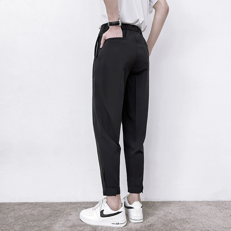 Mens Casual Straight Pants Feet Slim Thin Fashion Classic Simpicity Trousers Pleated Tapered Male Blazer Pants 240826