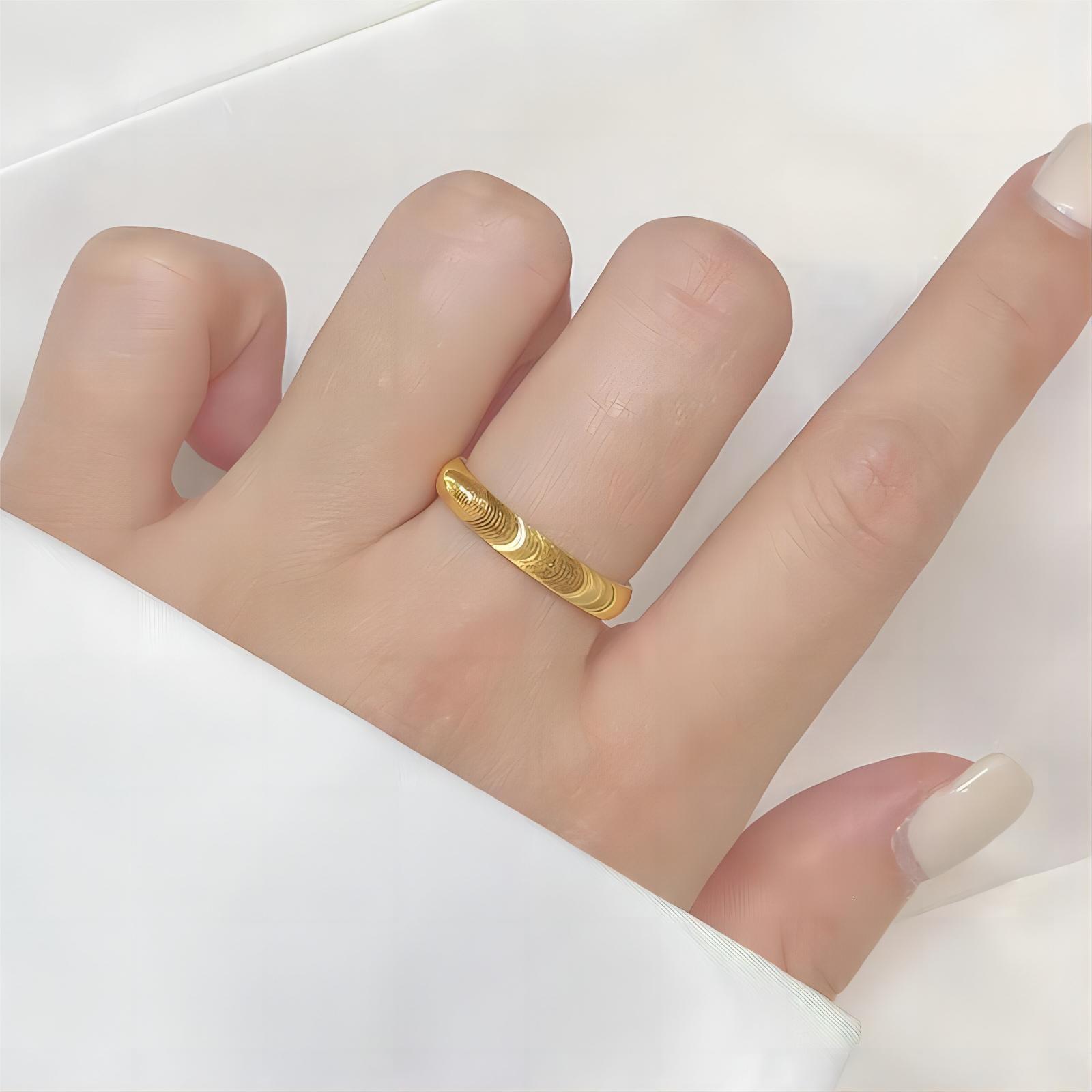 Jindian Same Style Cat Eye Plating Plain Ripple Fashion Simple Solid Couple Ring
