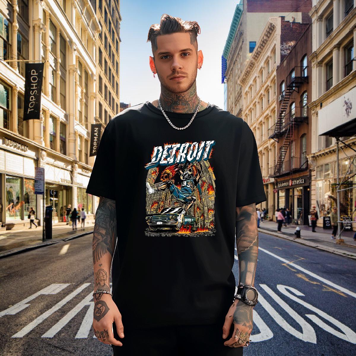 Cool T Shirts Men 230g Cotton skull Sports Casual Custom Print Oversized Breathable Short Sleeve Tshirts DIY Customized Clothings