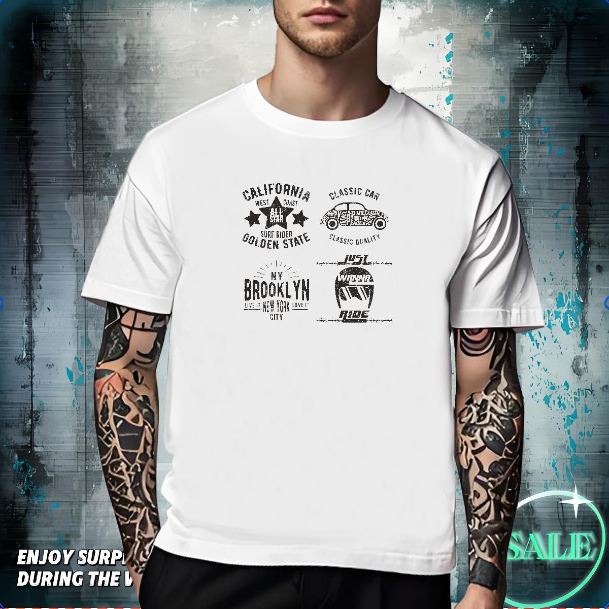 TOP Quality T Shirt For Man 230g 100% Cotton letter Sports Casual Floral Print Breathable Crew Neck Tshirts 2024 Tops Shirt