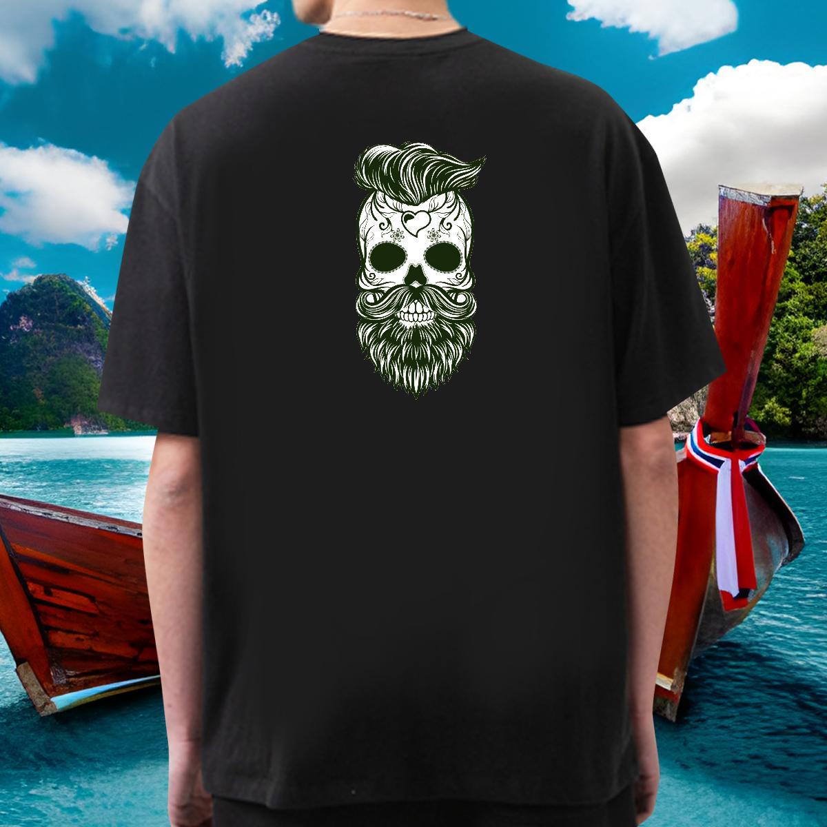 Popular T Shirt For Man 230g 100% Cotton skull Daily Outfit Customized Print Crew Neck Tshirts Classic Casual Polos
