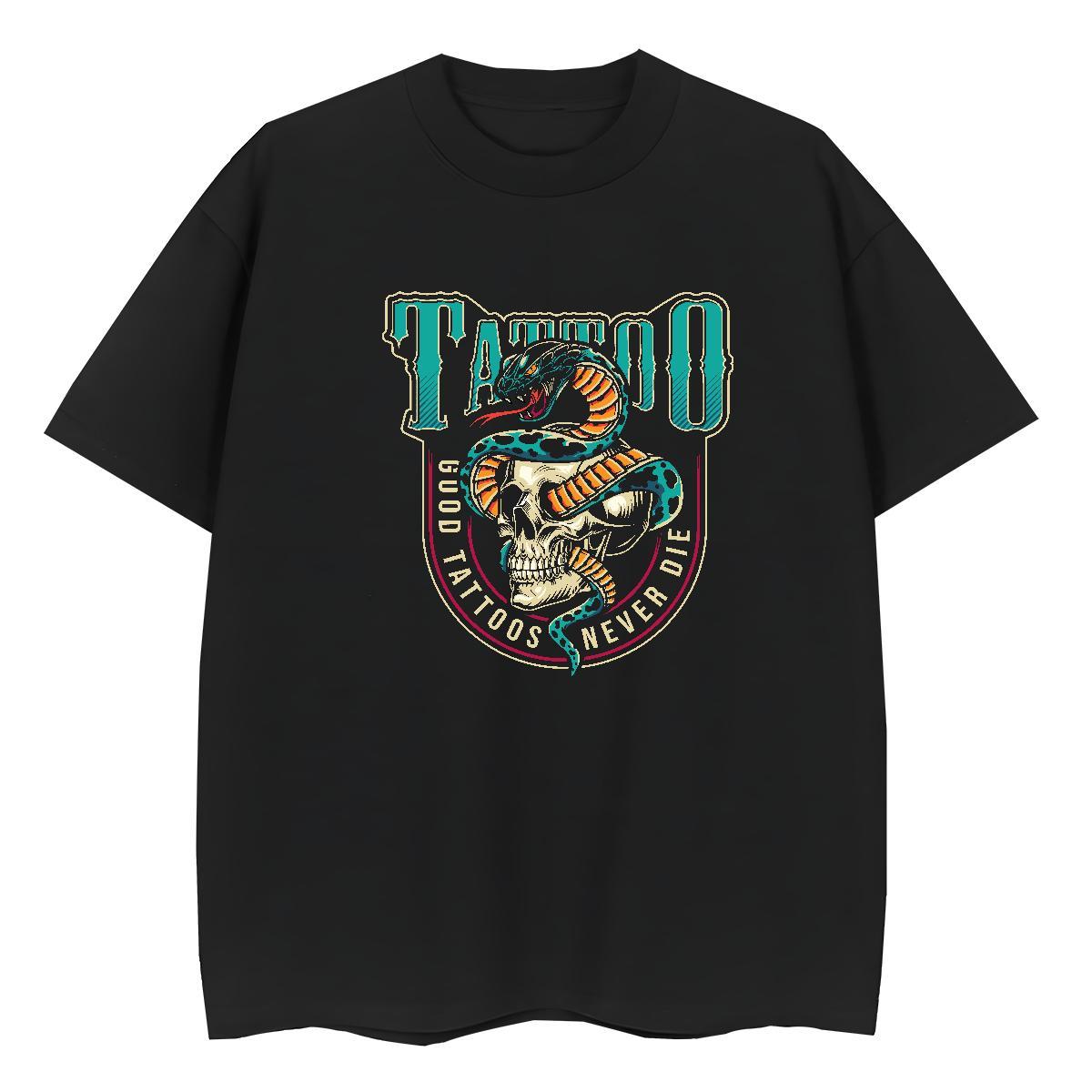 Soft T Shirts Men 230g Cotton skull Casual Beach Cartoon Printing L-4XL Pure Cotton Mens Tshirts New Arrival Clothes