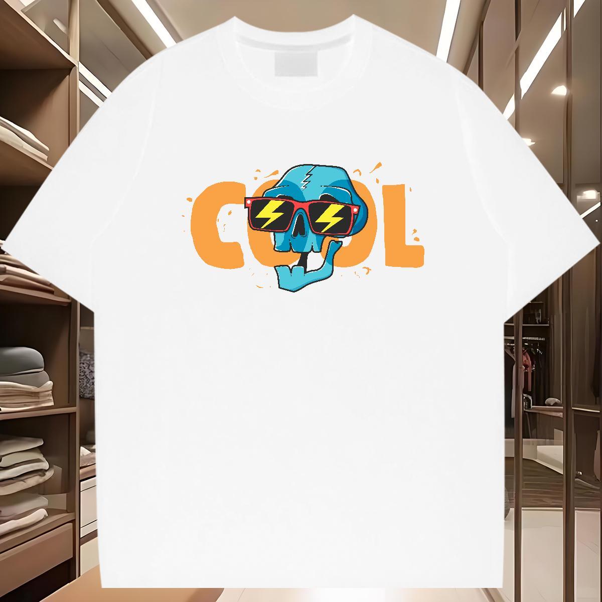 Popular Man T Shirts 230g Cotton skull Hip Hop Street Anime Print Breathable Men Tees New Clothings