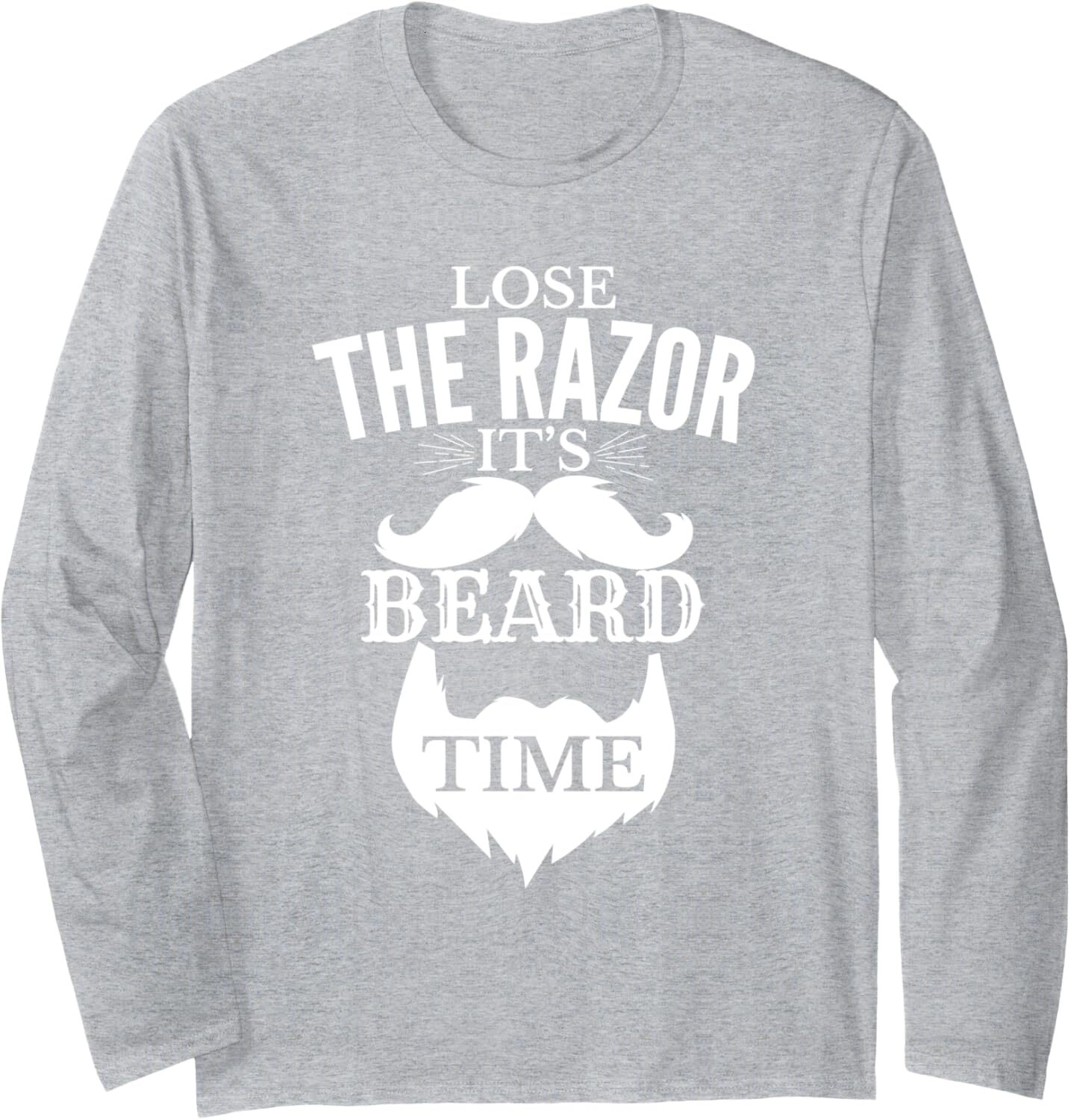 Long Sleeve Shirts for Men sweatshirt Loose The Razor It Is Beard Time Hipster Long Sleeve Tee Streetwear Casual tops clothes