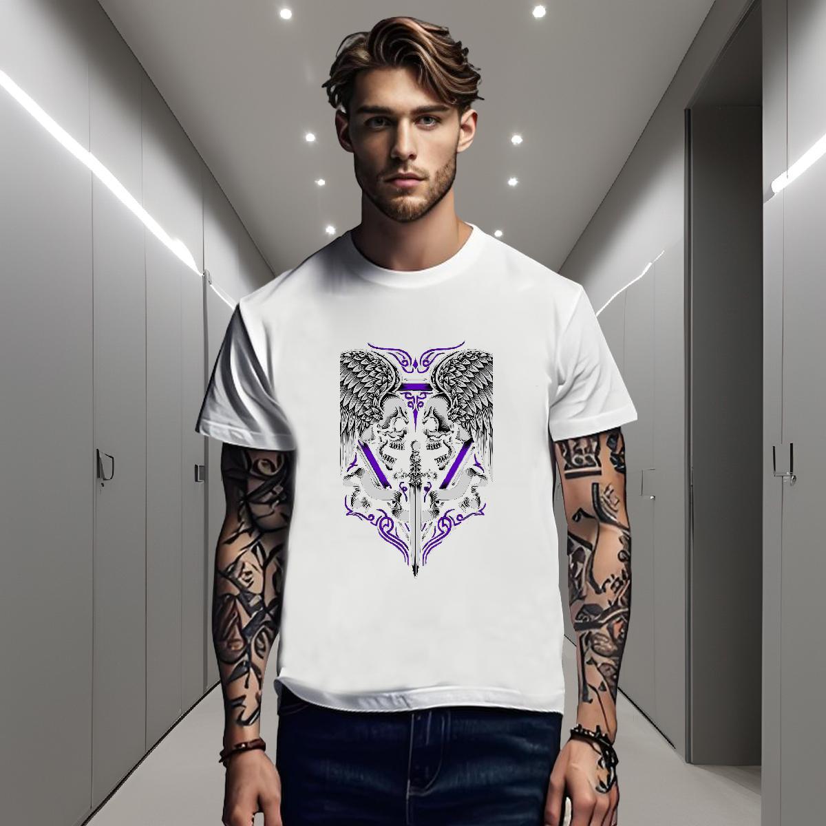 Unisex Man T Shirts 100% Cotton 230g skull Street wear Hip Hop DIY Crew Neck Men Tops Tees 2024 New Tees Shirts