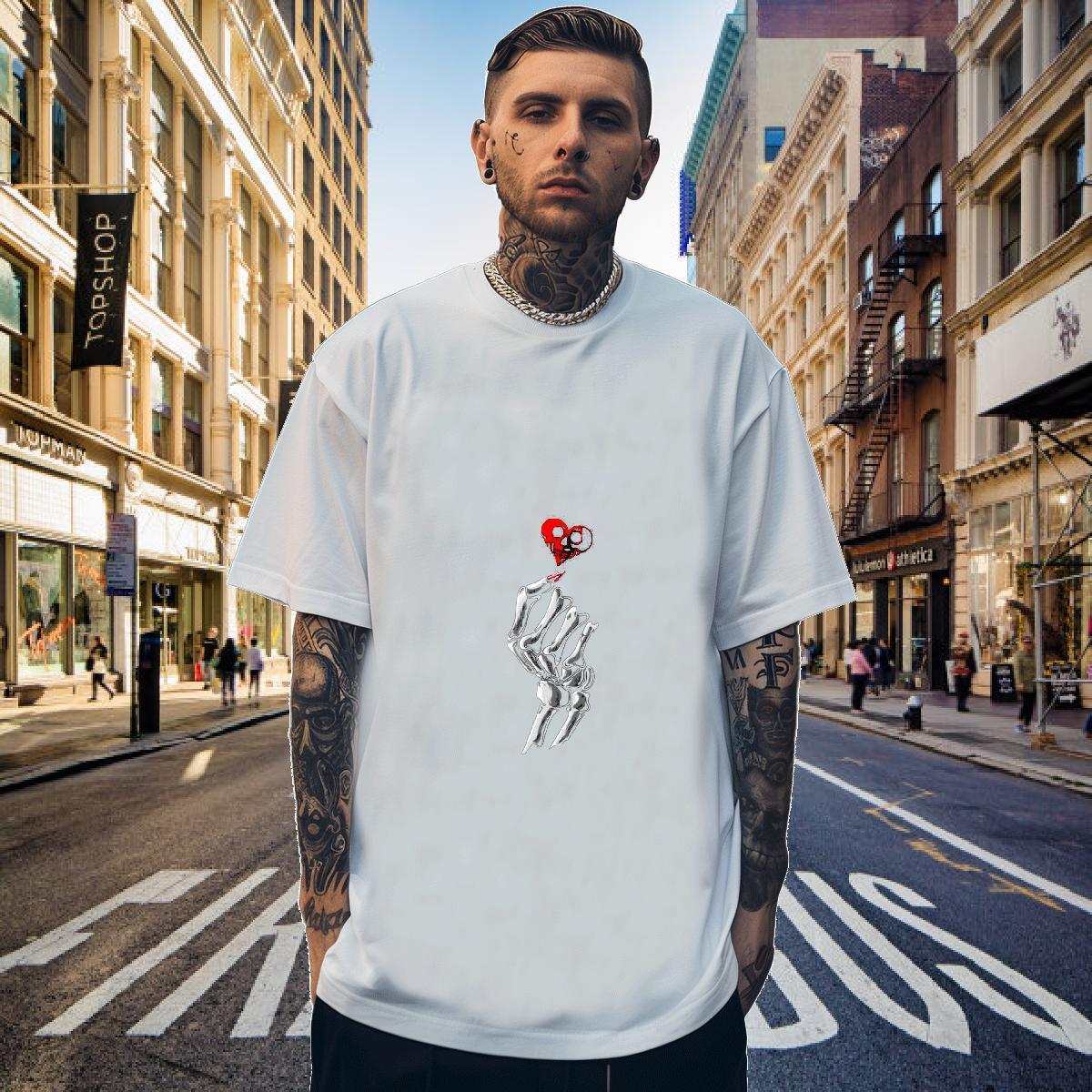 Cool Design T shirt 230g 100% Cotton skull Sport DIY Logo Oversized Short Sleeve Soft Men Tees Classic Casual Top Tees