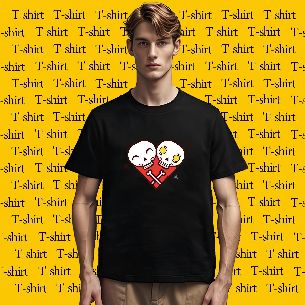 Designer T-Shirts for Men 230g Cotton skull Daily Outfit Custom Printed Breathable Short Sleeve Men Tees 2024 DIY Clothings