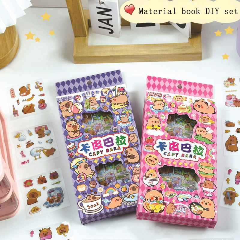 100 Capibala Sticker Set Cartoon Cute Dolphin Handbag Stickers Children's Gouka Waterproof Stickers