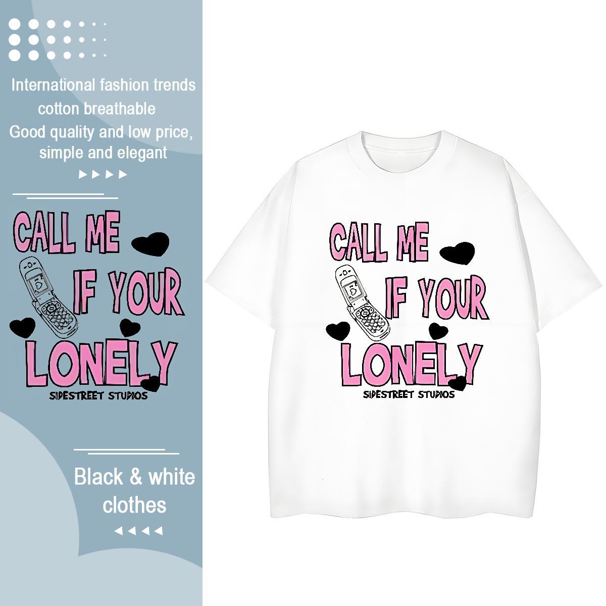 5A Women Tshirts 230g Pure Cotton letter High Street Hip Hop Women T Shirts Crew Neck Cartoon Floral Printing Tops Tees