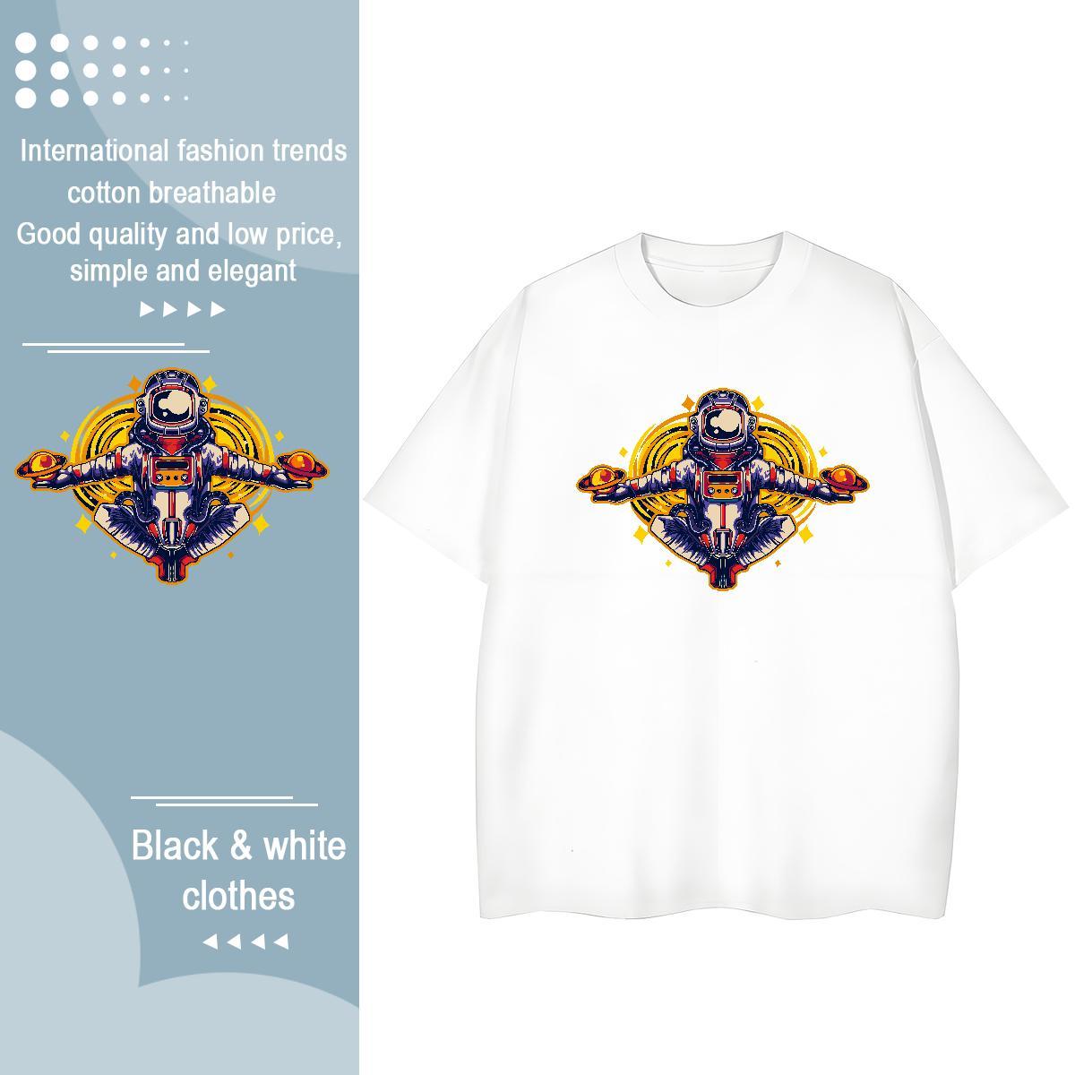 Loose Tshirt for Man Woman 230g Cotton cosmonaut Sport Womens T Shirts Comfortable Graphic Polos