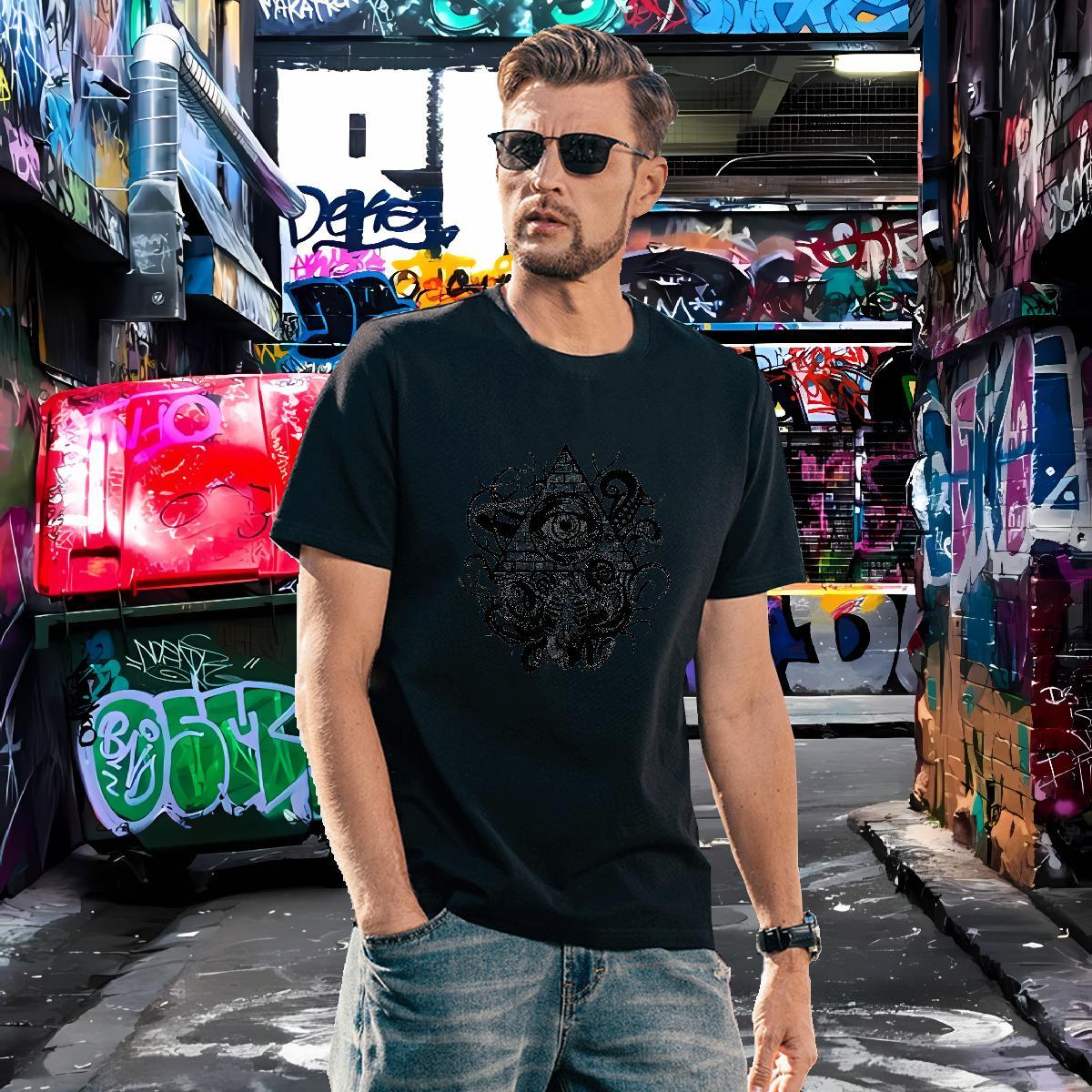 Popular Man T Shirts 230g Pure Cotton eye of the devil Hip Hop Custom Printing Round Neck Short Sleeve Men Tshirts DIY Customized Tops Tees