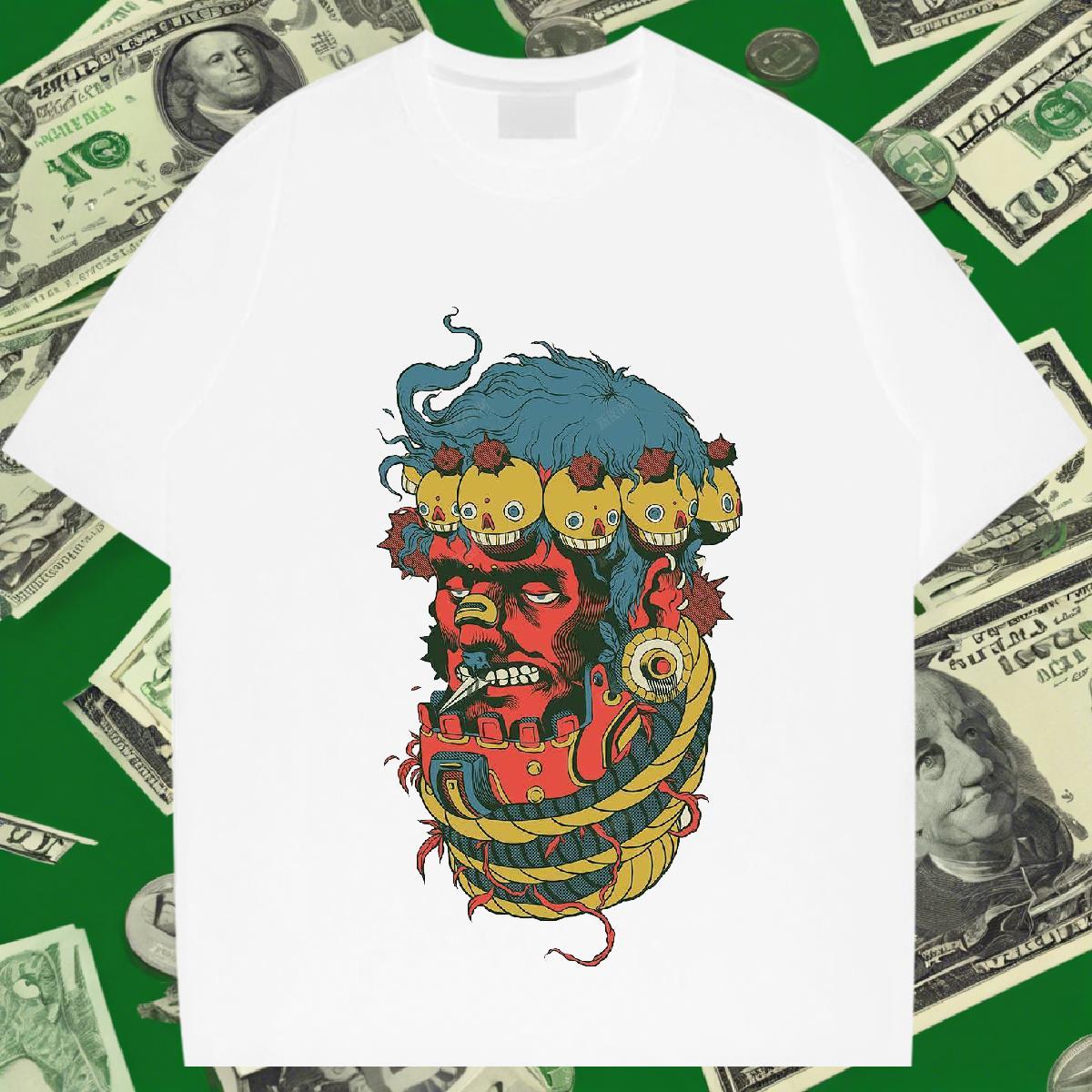 Cool Design T shirt 230g Cotton skull Sports Casual Black White Crew Neck Breathable Men Tshirts New Arrival Tees Shirts