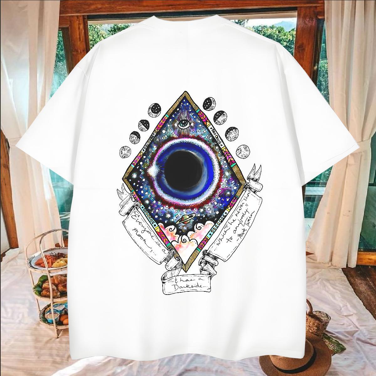 Unisex Men T Shirts 230g Cotton eye of the devil Casual Daily Wear Custom Big Size Pure Cotton Tshirts Classic Casual Clothings