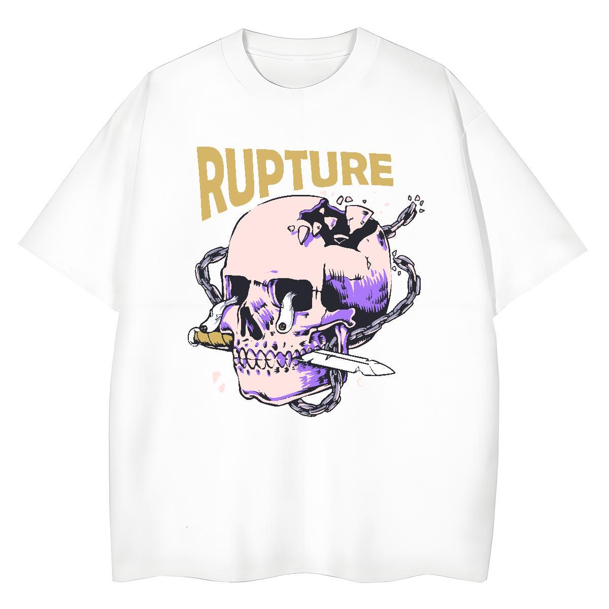 Wholesale Men T Shirts 230g Pure Cotton skull Anime Printing Street Oversized 4XL O-Neck Short Sleeve Men Tops Tees New Arrival Tee Shirt