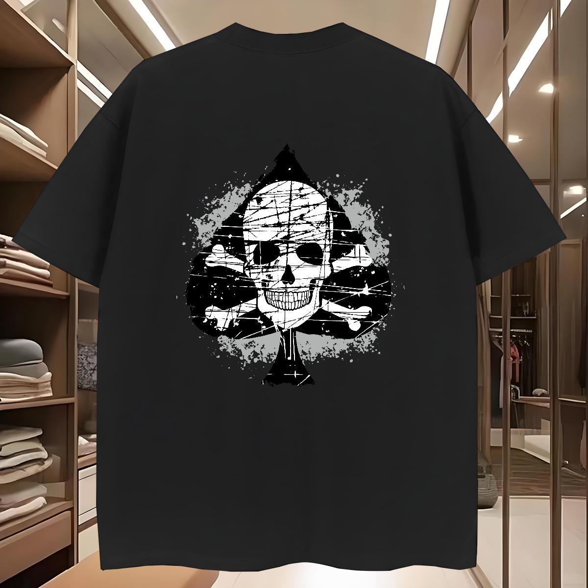 Loose Man T Shirts 230g 100% Cotton skull Sport DIY Printed Crew Neck Breathable Tshirts DIY Customized Tees Shirts